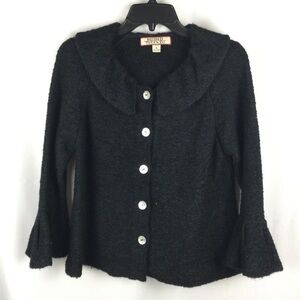 Beyond Threads Baby Alpaca Pima Cotton Blend Cardigan Sweater Black Small